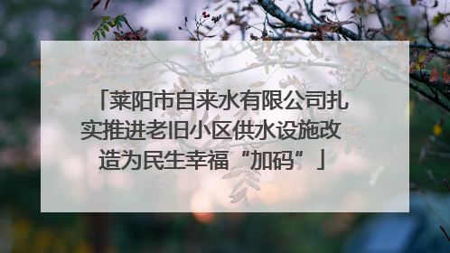 莱阳市自来水有限公司扎实推进老旧小区供水设施改造为民生幸福“加码”